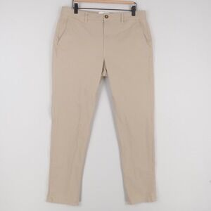 Mott and Bow The Twill Chino Pants Mens 34x32 Ecru Beige Slim Fit Stretch